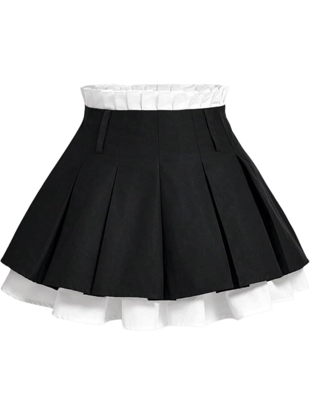 Women's Color Block High Waisted Skirt Double Layer Pleated Y2k Mini XS cosplay
